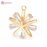 2PCS 18K Brass Zircon Sun Charms Pendants Jewelry Making Supplies