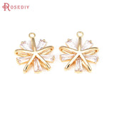 2PCS 18K Brass Zircon Sun Charms Pendants Jewelry Making Supplies