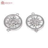 18K Brass Zircon Shell Sun Charms Pendants for Jewelry Making