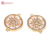 18K Brass Zircon Shell Sun Charms Pendants for Jewelry Making