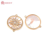 18K Brass Zircon Shell Sun Charms Pendants for Jewelry Making