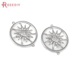 18K Brass Zircon Shell Sun Charms Pendants for Jewelry Making