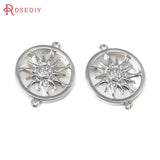 18K Brass Zircon Shell Sun Charms Pendants for Jewelry Making