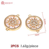 18K Brass Zircon Shell Sun Charms Pendants for Jewelry Making