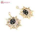 2PCS 18K Zircon Sun Moon Star Charms Pendants Jewelry Making Supplies