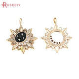 2PCS 18K Zircon Sun Moon Star Charms Pendants Jewelry Making Supplies