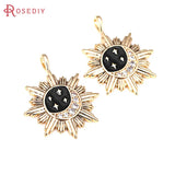 2PCS 18K Zircon Sun Moon Star Charms Pendants Jewelry Making Supplies
