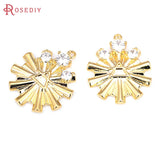 2PCS 18K Sun Star Charms Pendants Zircon DIY Jewelry Making Supplies