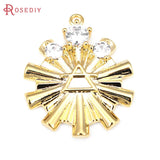 2PCS 18K Sun Star Charms Pendants Zircon DIY Jewelry Making Supplies