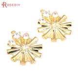 2PCS 18K Sun Star Charms Pendants Zircon DIY Jewelry Making Supplies