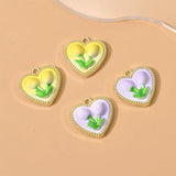2PCS 19*20mm Heart Flower Pendants Beads DIY Jewelry Making