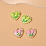 2PCS 19*20mm Heart Flower Pendants Beads DIY Jewelry Making