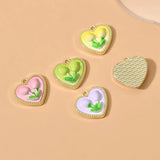2PCS 19*20mm Heart Flower Pendants Beads DIY Jewelry Making