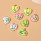 2PCS 19*20mm Heart Flower Pendants Beads DIY Jewelry Making