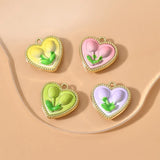 2PCS 19*20mm Heart Flower Pendants Beads DIY Jewelry Making