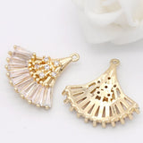 2PCS 20x20MM 14K Fan Shape Connect Charms Pendants Jewelry Making Supplies