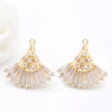 2PCS 20x20MM 14K Fan Shape Connect Charms Pendants Jewelry Making Supplies