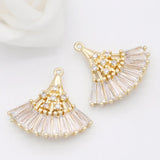 2PCS 20x20MM 14K Fan Shape Connect Charms Pendants Jewelry Making Supplies