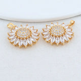 2PCS 23*26MM 14K Brass Zircon Flowers Charms Pendants Jewelry Making