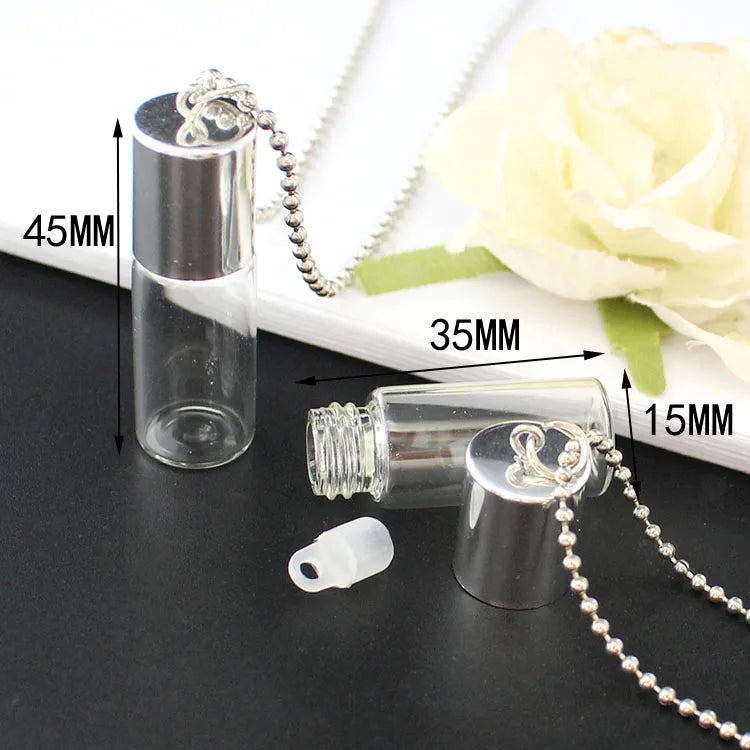 2PCS Mini Glass Bottles Necklace DIY Jewelry