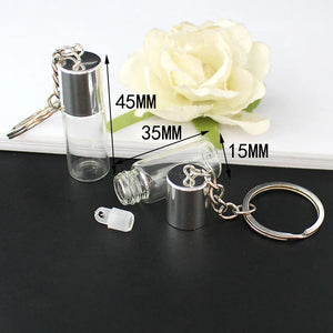 2PCS Glass Bottle Keychain Perfume Dispensing Small Bottle Keyring Gift