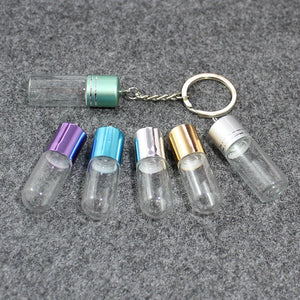 2PCS Glass Bottle Keychain Perfume Dispensing Small Bottle Keyring Gift