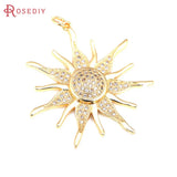 2PCS 18K Brass and Zircon Sun Charms Pendants for DIY Jewelry Making