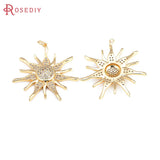 2PCS 18K Brass and Zircon Sun Charms Pendants for DIY Jewelry Making