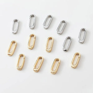 2PCS 14k Plated Oval Spring Buckle Bracelet Link for Jewelry Making