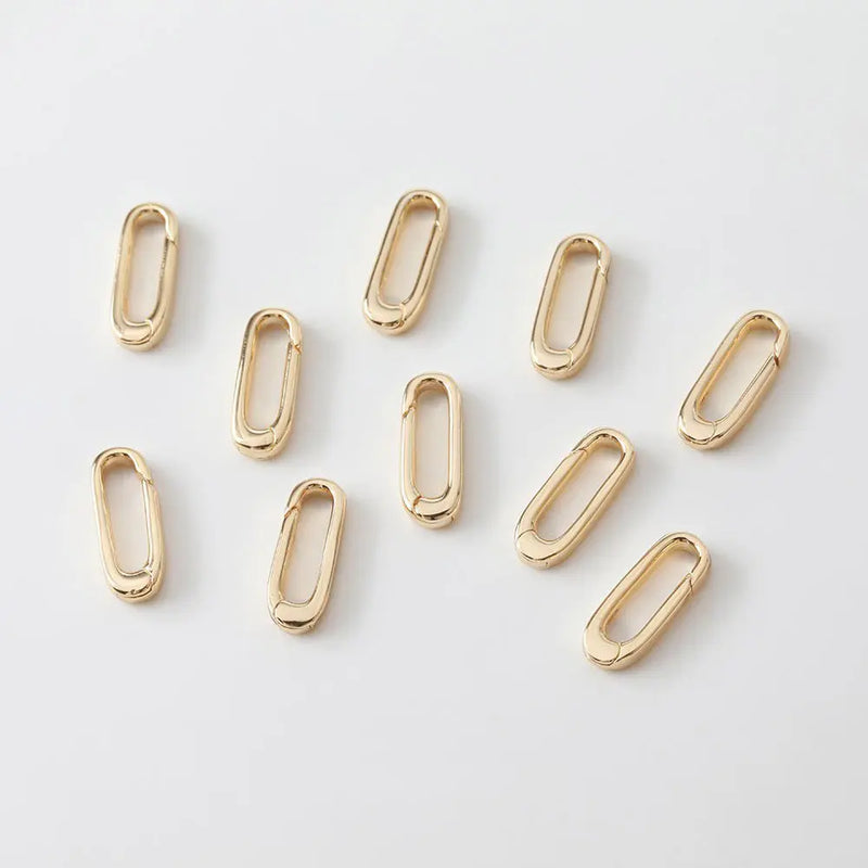 2PCS 14k Plated Oval Spring Buckle Bracelet Link for Jewelry Making