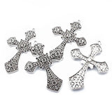 2PCS Large Filigree Cross Charm Pendant DIY Necklace Jewelry