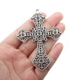2PCS Large Filigree Cross Charm Pendant DIY Necklace Jewelry