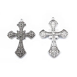 2PCS Large Filigree Cross Charm Pendant DIY Necklace Jewelry