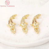 2PCS 8x16MM 24K Brass Zircon Fish Charm Pendants DIY Jewelry Making