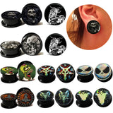 2PCS Skull Ear Gauge Plugs 4-16mm Flesh Tunnel Stretcher Dilatacione