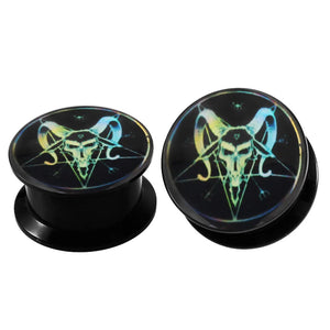 2PCS Skull Ear Gauge Plugs 4-16mm Flesh Tunnel Stretcher Dilatacione