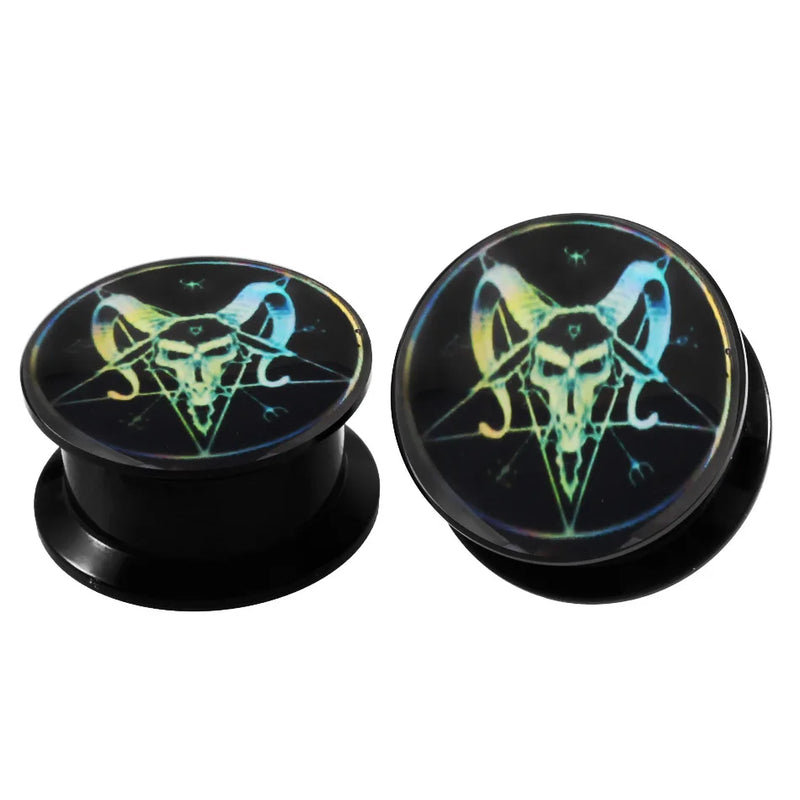 2PCS Skull Ear Gauge Plugs 4-16mm Flesh Tunnel Stretcher Dilatacione