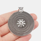 2PCS Antique Boho Large Round Snowflake Flower Charms Pendant