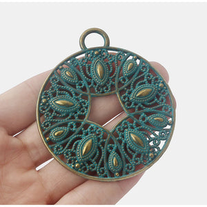 Antique Bronze Greek Patina Peacock Feather Charms Pendants