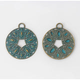 Antique Bronze Greek Patina Peacock Feather Charms Pendants