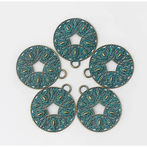 Antique Bronze Greek Patina Peacock Feather Charms Pendants