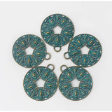 Antique Bronze Greek Patina Peacock Feather Charms Pendants