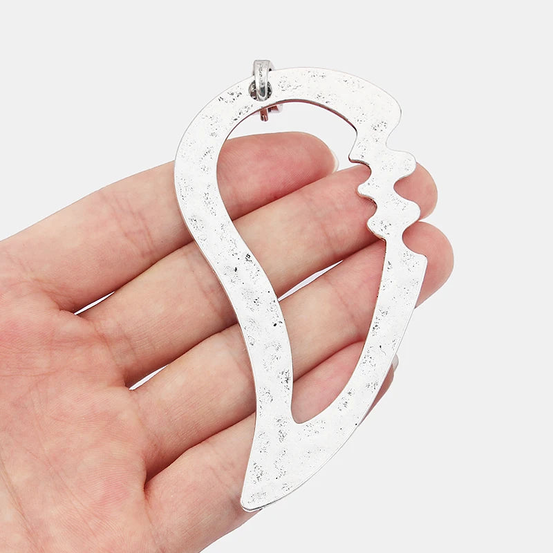 2PCS Antique Moon Crescent Gear Charms for Necklace 95x50mm