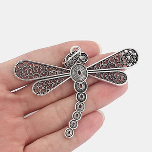 2PCS Antique Large Dragonfly Charms Pendants for Necklace Making 83x61mm