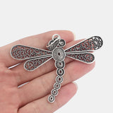 2PCS Antique Large Dragonfly Charms Pendants for Necklace Making 83x61mm