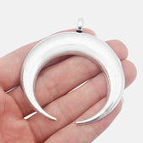 2PCS Antique Large Ox Horn Crescent Moon Charms Pendants Jewelry Findings