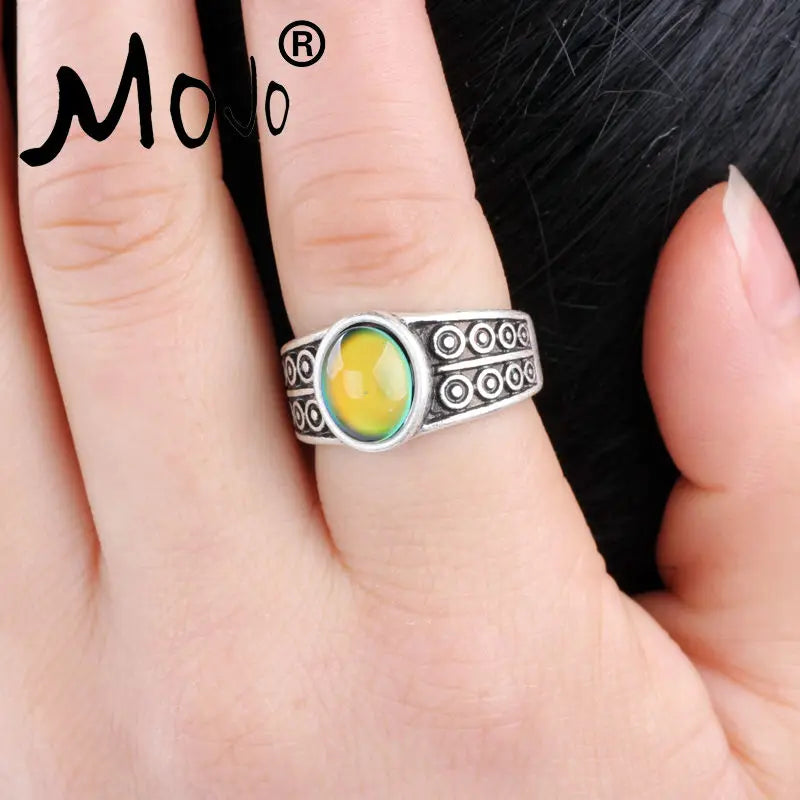 Antique Silver Plated Mood Rings Set For Women/Men