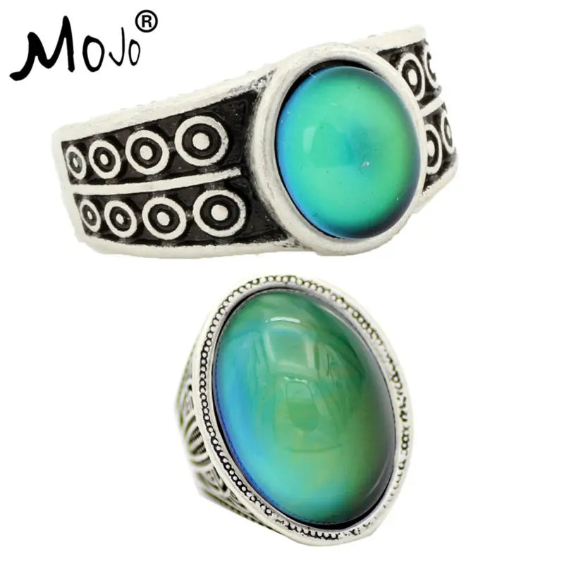 Antique Silver Plated Mood Rings Set For Women/Men