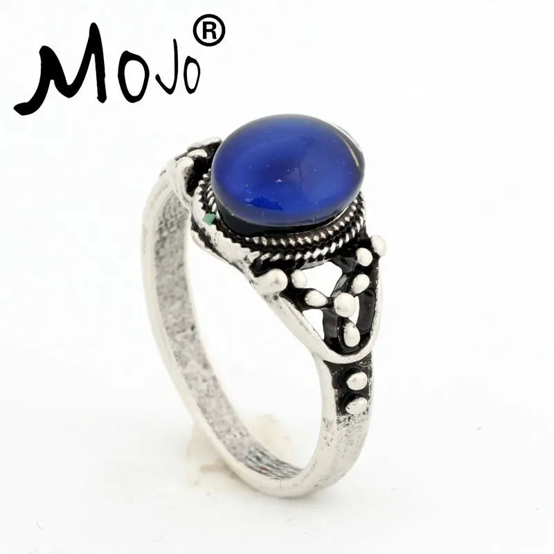 2PCS Antique Silver Plated Mood Rings Set For Women/Men 008-006
