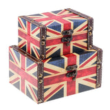 2PCS Antique Wooden Jewelry Box Makeup Organizer